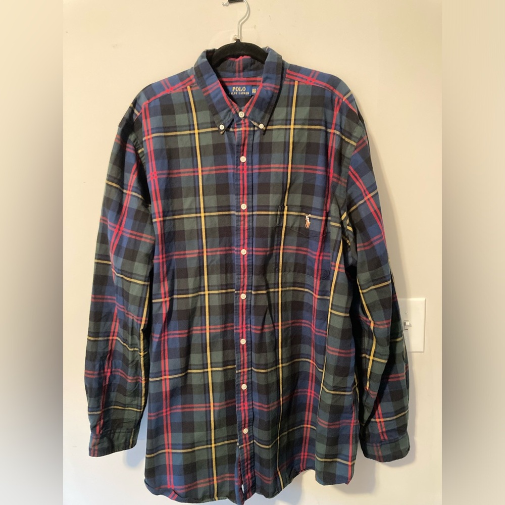 Plaid Polo Button Down Shirt 3XLT